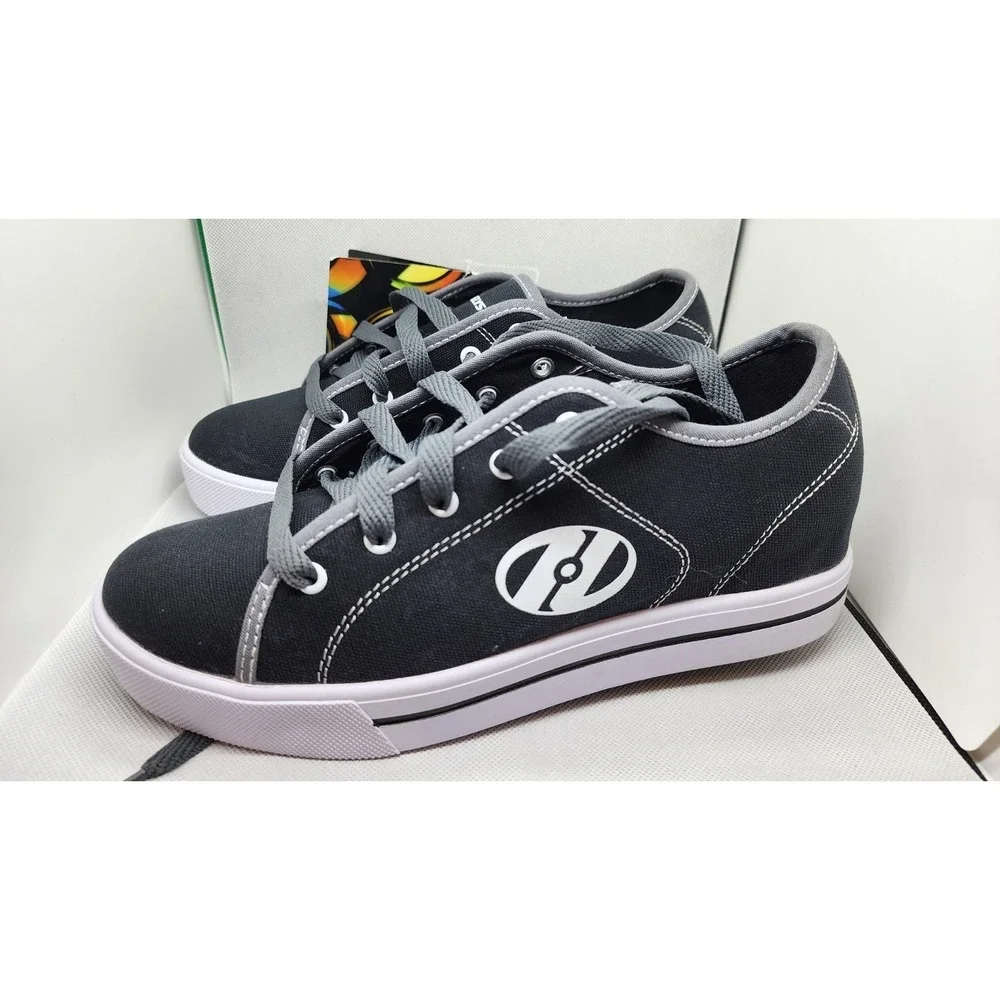 Heelys Mens Canvas Skate Sneakers Size 7 Black Lace Up Convertible Shoes Women 9